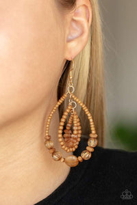 PAPARAZZI BROWN BEAD EARRINGS