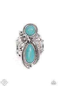 PAPARAZZI SEA GREEN CRACLED STONE RING