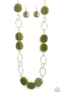 PAPARAZZI GREEN STONES AND GOLD LINKS