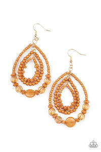 PAPARAZZI BROWN BEAD EARRINGS