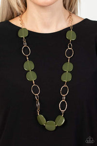 PAPARAZZI GREEN STONES AND GOLD LINKS